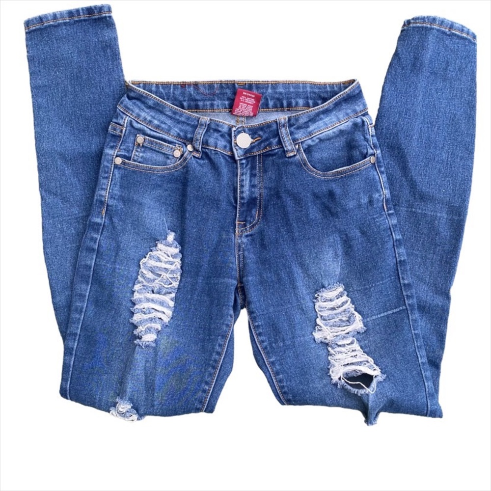 T&Y Blue Ripped Distressed Skinny Jeans